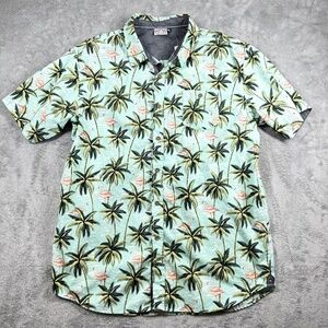 Ron Jon Surf Shop Men’s 2XL NWT Button Up Short Sleeve Blue Logo Surf Shirt